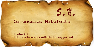 Simoncsics Nikoletta névjegykártya